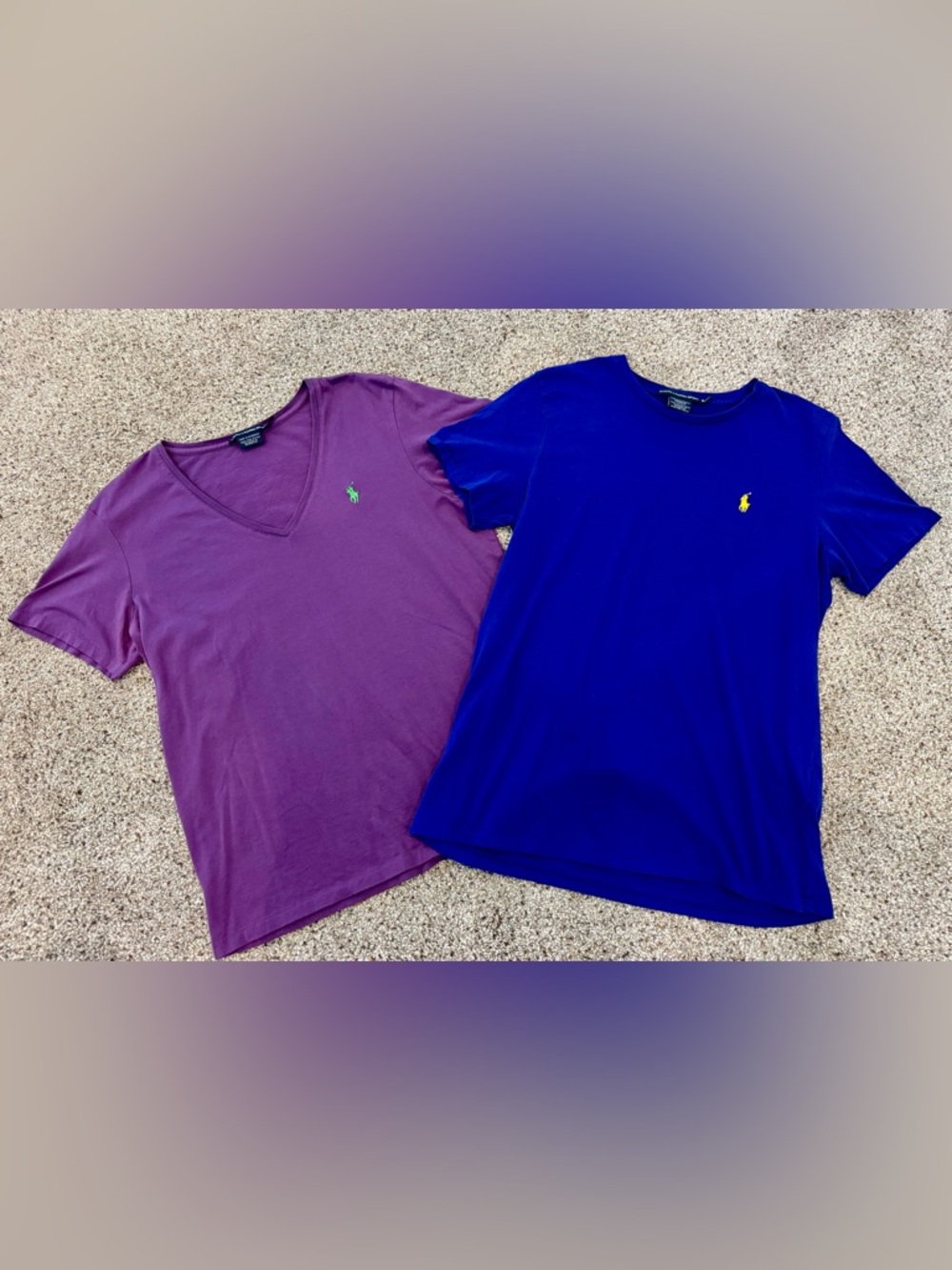 *BUNDLE* Ralph Lauren Short Sleeve V-Neck & Crew Tee in Purple & Royal Blue